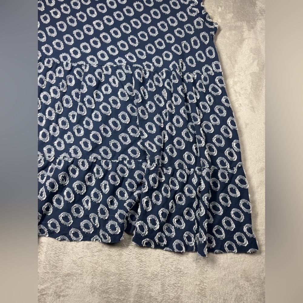 Anthropologie Maeve Lisanne Textured Polka Dot Navy Blue White Tunic Dress XL - Picture 9 of 16